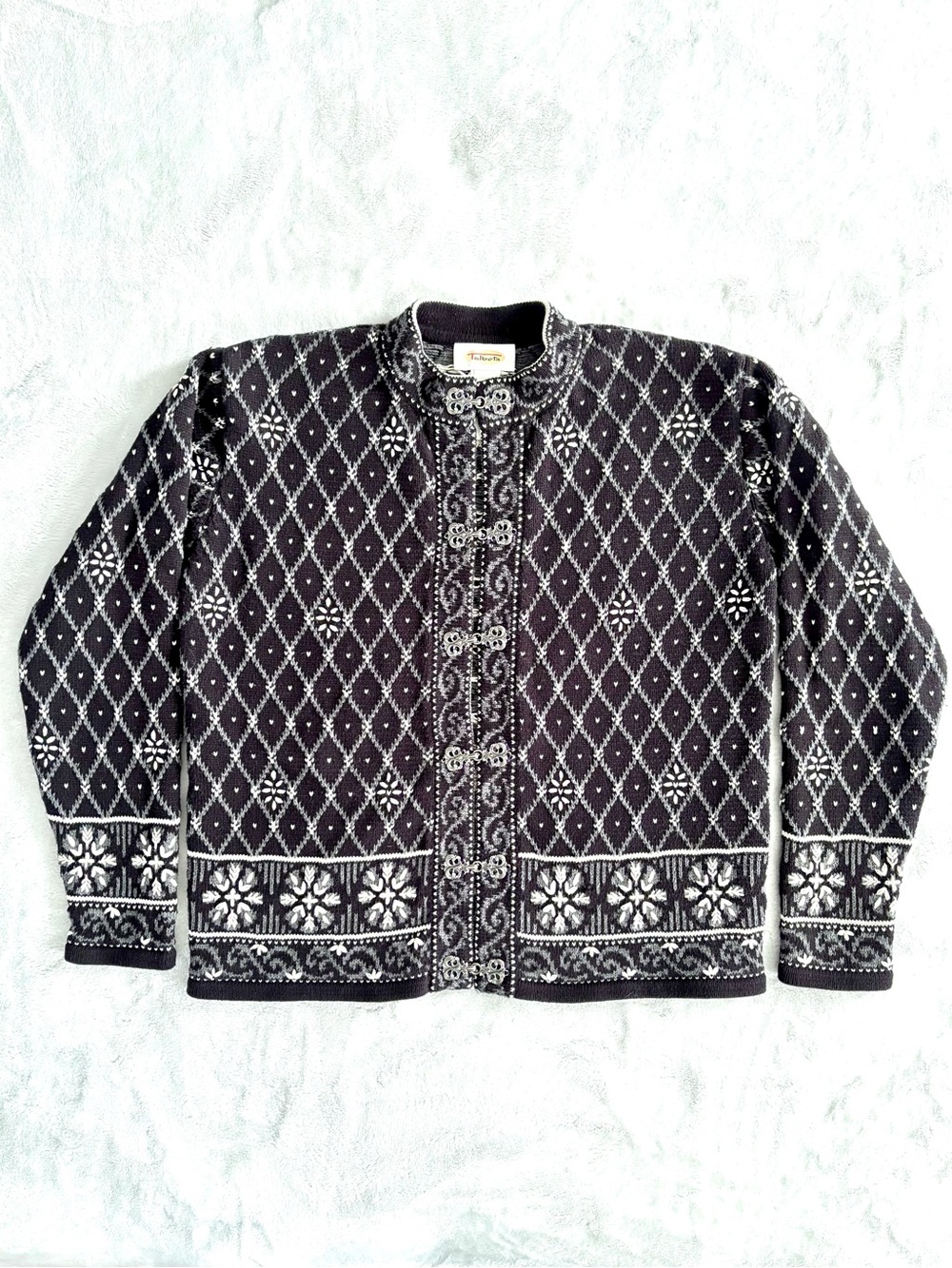 Vintage Talbots Nordic Fair Isle Snowflake Cardigan Sweater, Size M